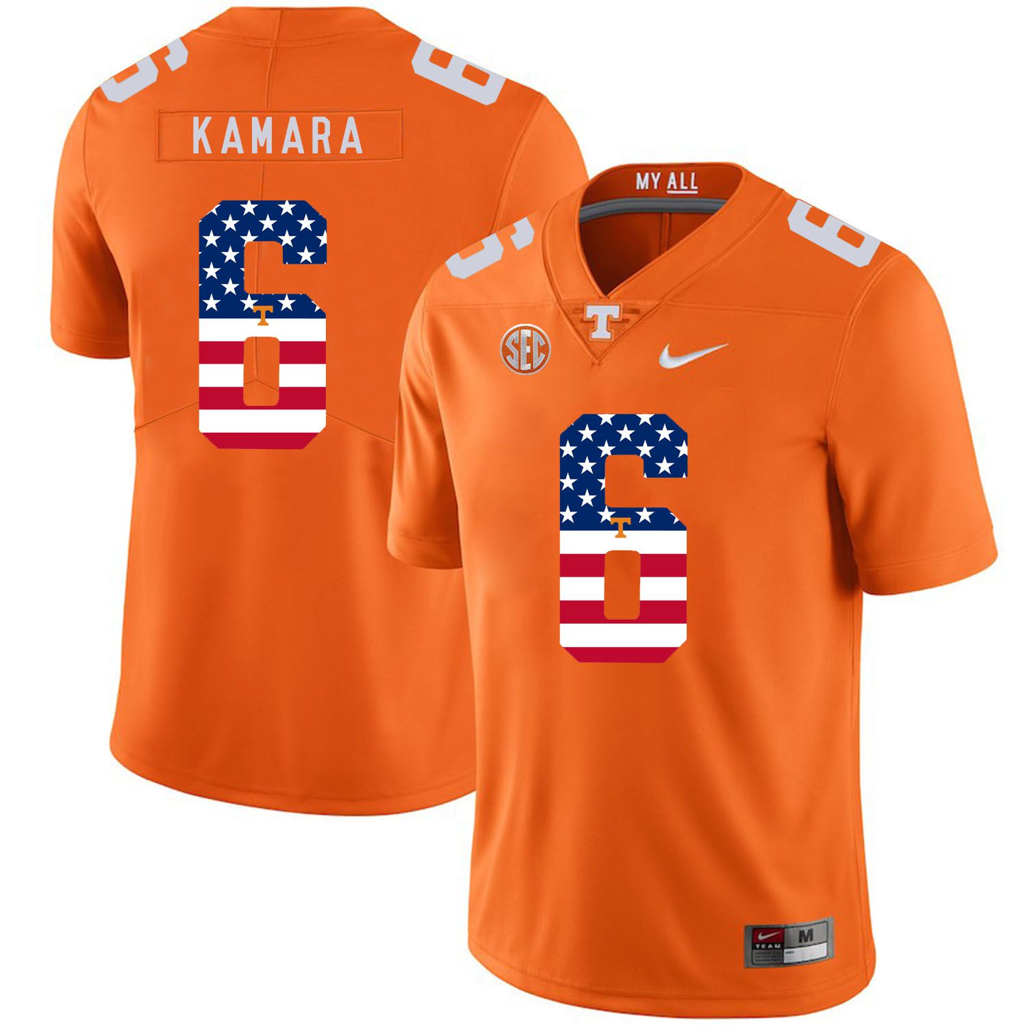 Men Tennessee Volunteers #6 Kamara Orange Flag Customized NCAA Jerseys
